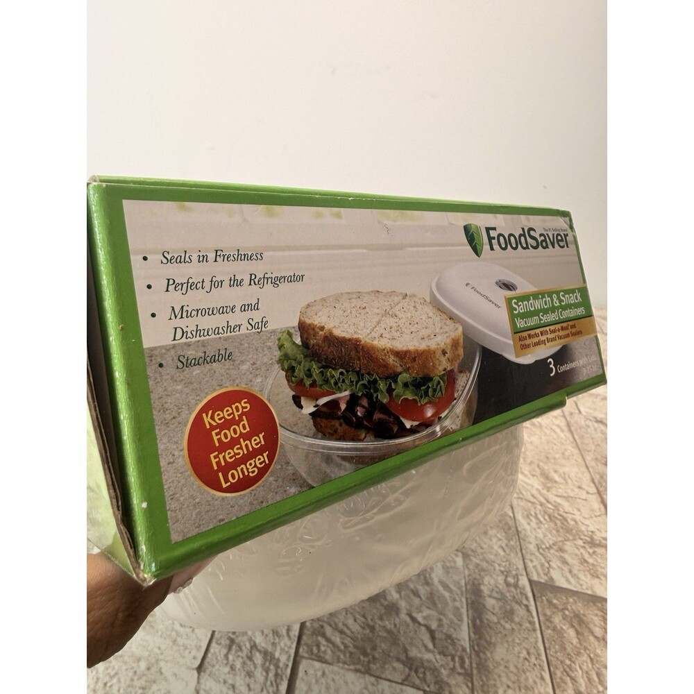 (3) Food Saver Vacuum Storage Container w. Lid Small Rectangular Lunch Leftovers - Picture 12 of 12